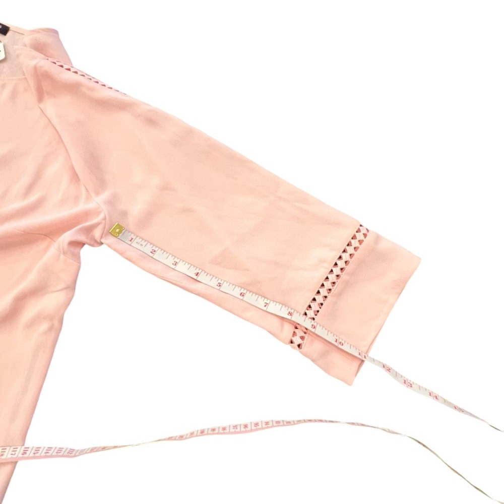 Talbots Blouse Pastel Pink Cutout Sleeves 3/4 Hidden Side Zipper Size LP NWT - Picture 12 of 13